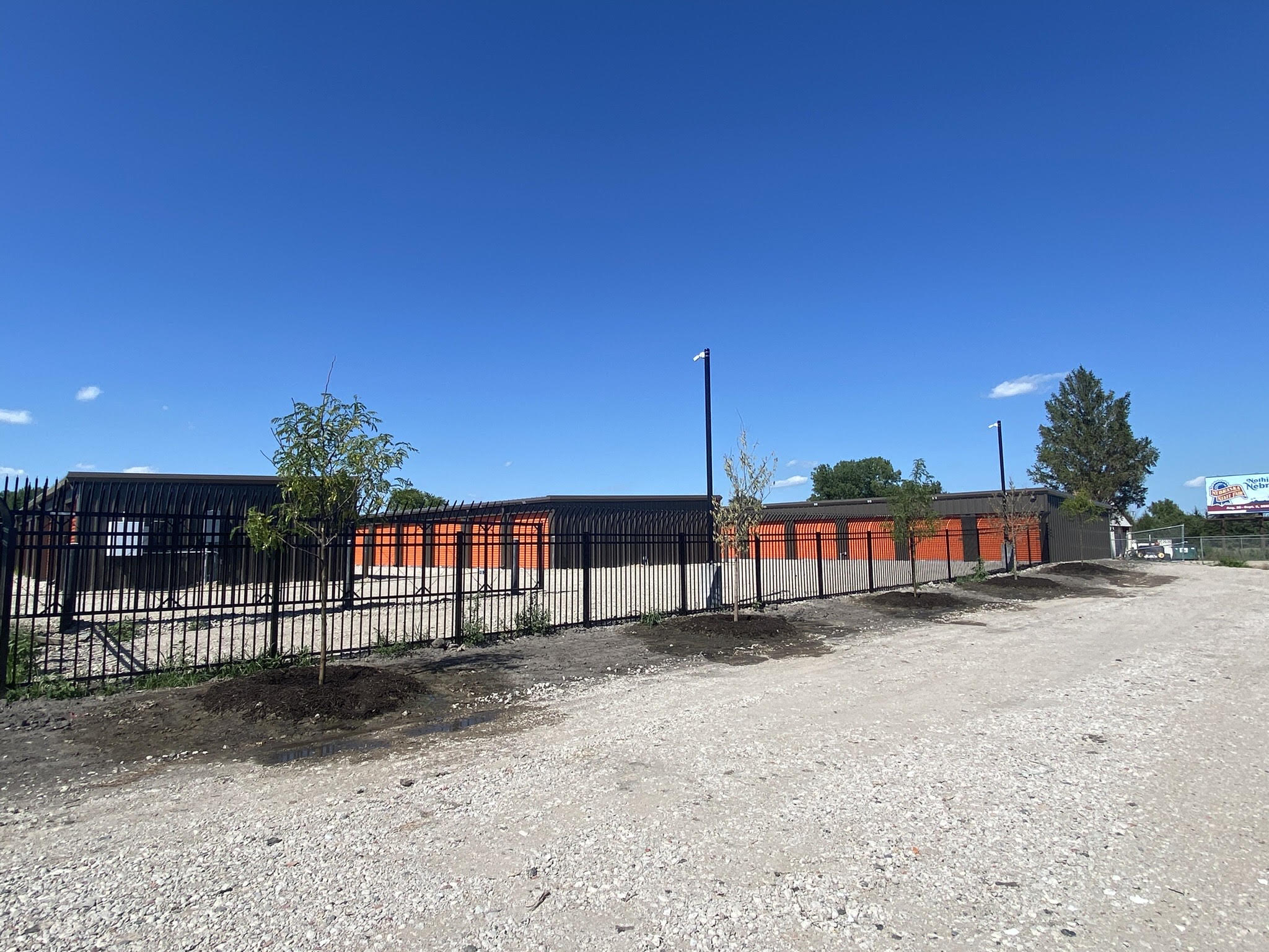 View through the back fence of the self storage facility in Grand Island, Nebraska